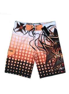 Buy Plaid Five-Point Shorts Orange in UAE