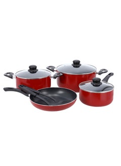 اشتري Non-Stick Cookware Set, 9pcs Aluminium Cookware, DC1995 | 3 Layer Durable Construction | Tempered Glass Lid with Steel Frame | CD Bottom | Bakelite Handle | 2pcs Nylon Tool في السعودية