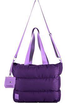 Buy Large capacity waterproof soft quilted shoulder bag and cross bag for women - Purple in Egypt