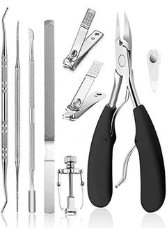 Buy Ingrown Toenail Clippers For Ingrown Or Thick Toenails, 9Pcs Stainless Steel Toe Nail Clipper For Men & Seniors, Professional Pedicure Clippers Kit With Nail File in Saudi Arabia