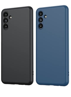 Buy Samsung Galaxy M34 5G 2-Pack Matte Silicone Case Cover - Slim, Colorful, Good Grip (Black, Blue) in UAE