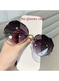 اشتري Color Block Semi Rimless Sunglasses with Irregular Ombre Lens في الامارات