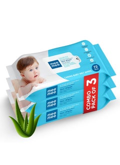 Buy Baby Gentle Wet Wipes With Aloe Vera Extracts, 72 Counts, Pack Of 3 in Saudi Arabia