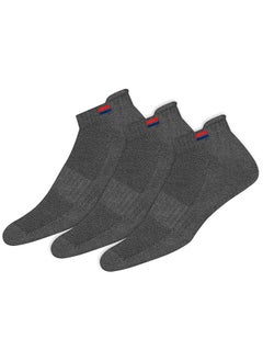 Buy NAVYSPORT Men's Low Cut Athletic Cotton Cushion Ankle Socks with Sports Tab for Running, Gym, Training, Casual Wear, Pack of 3 (Free Size, Grey) in UAE