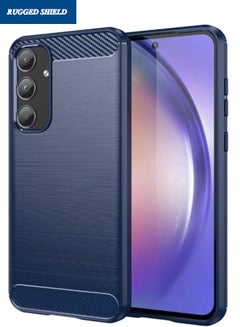 Buy Samsung Galaxy A55 Case, Galaxy A55 Cover with Brushed Carbon Fiber Texture, Flexible TPU Shockproof Military Protection Bumper Phone Case, Slim Case Cover for Samsung Galaxy A55 5G, Blue in UAE