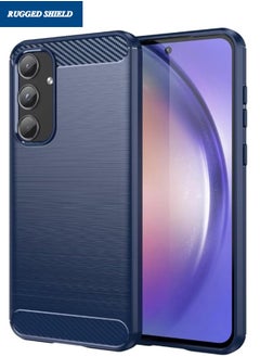 Buy Samsung Galaxy A55 Case, Galaxy A55 Cover with Brushed Carbon Fiber Texture, Flexible TPU Shockproof Military Protection Bumper Phone Case, Slim Case Cover for Samsung Galaxy A55 5G, Blue in UAE