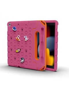 Buy Moxedo Rugged Protective EVA Silicone Kids Case Cover, Shockproof DIY 3D Cartoon Pattern with Pencil Holder, Stand and Handle Grip Compatible for Apple iPad 2021 (9th Gen) 10.2 inch (Rose Pink) in UAE