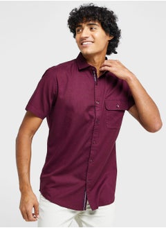 Buy Cotton-Elastane Casual Single Pocket Shirt in Saudi Arabia