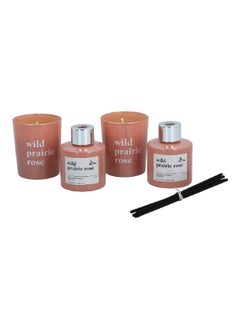 Buy 4-Piece Wild Prairie Rose Candle and Diffuser Set Rose 100 ml in Saudi Arabia