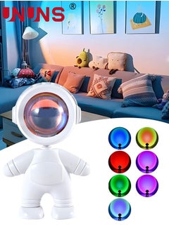 اشتري 7 Colors Sunset Projector Galaxy Night Light - Astronaut Projector Nightlight, Spaceman Projector Lamp, Rechargeable Rainbow Lamp for Party&Room Decor Birthday Holiday Gifts في الامارات