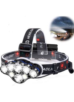 Buy Rechargeable Headlamp, 8 LED 18000 High Lumen Bright Head Lamp with Red Light, Lightweight USB Head Light, 8 Mode Waterproof Head Flashlight for Outdoor Running Hunting Hiking Camping Gear in Saudi Arabia