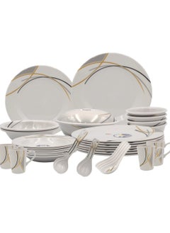 Buy Melrich 26 piece Melamine Dinnerware set Dinner Soup salad plates bowls spoons serving plates Durable and Long lasting for kitchen Dishwasher safe in UAE