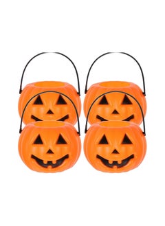 Buy Pumpkin Candy Buckets 4-Pack Plastic Pumpkin Buckets Pumpkin Candy Bags 6.6" x 5.5" in UAE