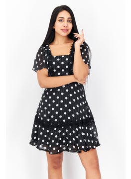 Buy Women Polka Dots Mini Dress, Black in UAE