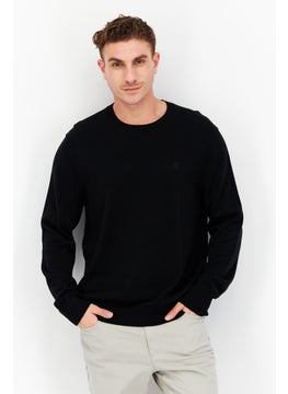 اشتري Men Crew Neck Long Sleeve Printed Sweater, Black في الامارات