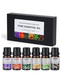 Buy 6 pieces of 10 mL essential oils for water-soluble aromatherapy Sandalwood, Sweet Orange, Lavender, Eucalyptus, Lemon, and Mint essential oils Humidifier and Aroma Diffuser Oil for Aromather in UAE