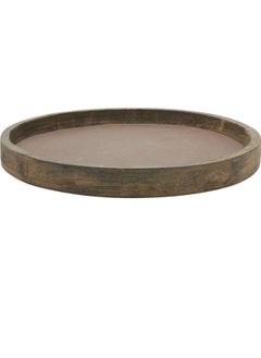 Buy Rustic Natural Wood and Metal Candle Holder Tray, Home Decor Accessories for the Coffee Table and Dining Table, Brown in Saudi Arabia