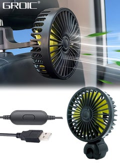 Buy Car Fan,USB Powered Automobile Cooling Fan for Car Backseat Baby 3 Speed Strong Wind Rear Seat Air Circulation Fan Back Seat SUV, RV, Baby Stroller,Vehicles in UAE