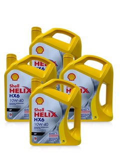 Buy Helix HX6 10W40 Synthetic Technology Engine Oil 4Ltr - Pack of 4 in UAE