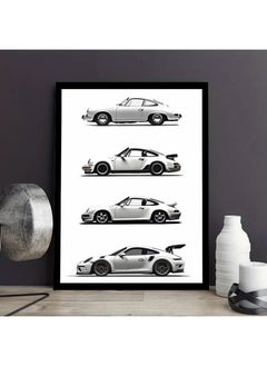 Buy Four Cars Design Wall Poster with Black Frame, Wall Arts Home Décor Photo Frames, 40x55 cm by Spoil Your Wall in UAE