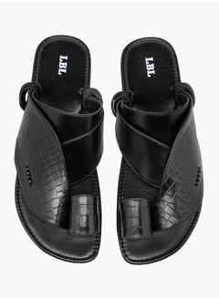 Buy Men Textured Slip-On Arabic Sandals in Saudi Arabia