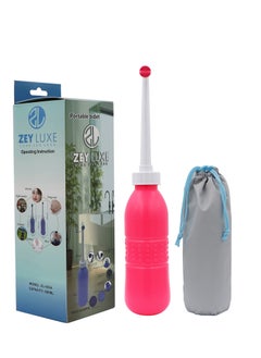 Buy ZEY LUXE Portable Large Bidet Bottle 650ml - Handheld Shattaf - Travel Toilet Hand Spray - Retractable Nozzle Personal Wash Feminine Baby Clean Care - Red in UAE