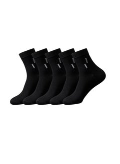 Buy 5 Packs Mens Socks Cotton Dress Socks Mens Calf Socks for Business Breathable Soft Athletic Casual Socks Comfort Fit Breathable Sweat-Absorptive Odor Resistant Black in Saudi Arabia