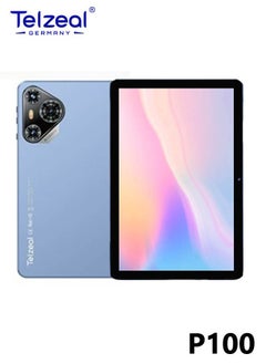 Buy Telzeal P100 10.1 Inch Android 13 Tablet with 5G WiFi and Dual SIM 8GB RAM 512GB ROM 8000 mAh High Capacity Battery Wireless Keyboard and Mouse Blue in UAE