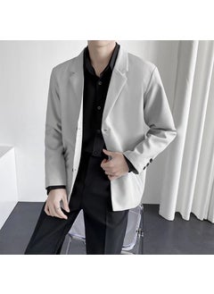 اشتري Hong Kong Style Trendy Casual Suit Jacket Mens Spring and Autumn Ruffian Shuai Fried Street Loose ins Handsome Small Suit Top X01 Light Grey في الامارات