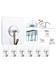 Buy 6 Pcs Universal Strong Seamless Hanger Self Adhesive Sticker Wall hooks in UAE