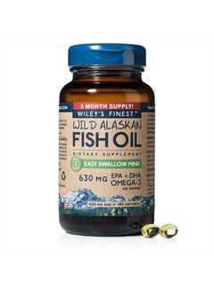 اشتري Wild Alaskan Fish Oil Easy Swallow Minis - Omega-3 Fish Oil Supplement for Adults and Kids - Double-Strength 630mg EPA and DHA Natural Supplement - 180 Mini Softgels (90 Servings) في الامارات