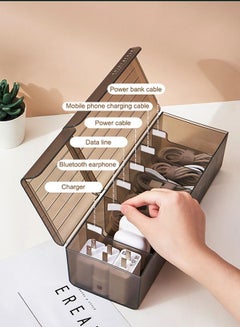 Buy Data Cable Organizer Storage Box With Lid Electronic cables Organizer Box Transparent Charger Cable Organiser Desk Accessories Storage Organizer Cable Management Tidy With Cable Ties in UAE