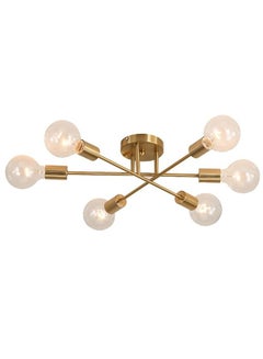 Buy Modern Chandelier Sputnik Lamps Semi-embedded Ceiling Lamp Brushed Antique Gold Lighting 6 Lights Nordic Home Decoration in Saudi Arabia