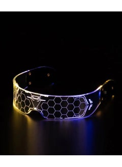 اشتري Honey Comb Led Party Eyewear Glasses, Colorful LED Glowing Sunglasses for Night Out, Music Bar, Club For Men and Women في السعودية