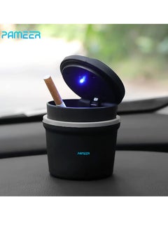 Buy Portable Car Ashtray and Cup Holder with Lid Mini Car Trash Can Ash Tray with LED Blue Light Sets for All Vehicle Types and Travel in UAE