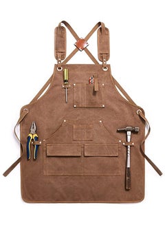 Buy Canvas Apron, Kitchen Chef Apron with Pockets, Heavy Duty  Apron Work Apron for Woodworking Painting Crafting Cooking Bartenders(Brown) in Saudi Arabia