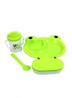 Buy 4 IN 1 frog shape plate spoon mug Set For Babies in Saudi Arabia