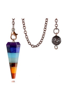 اشتري 7 Chakra Crystal Pendulum, for Divination Dowsing Scrying Pendulum Crystal Healing Gemstone, Cone Pendant Pendulum Energy Reiki Witchcraft Supply, 1 Pcs في الامارات