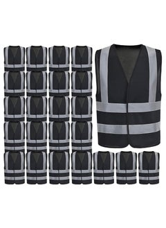 Buy (Pack of 24Black Reflective Safety Vest - High Visibility Breathable Day Night Warning Safety Jacket, Traffic Construction Safety Clothing, Vests for Men and Women in UAE