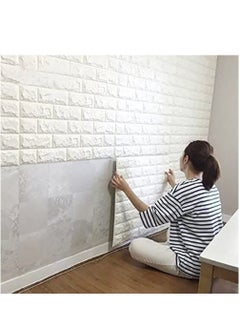 Buy 10PCS 3D Wall Sticker Self Adhesive Wall Panels Waterproof PE Foam White Wallpaper For Living Room TV Wall and Home Decor in UAE