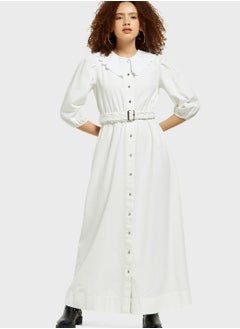 Buy Belted Button Detail Dress in Saudi Arabia