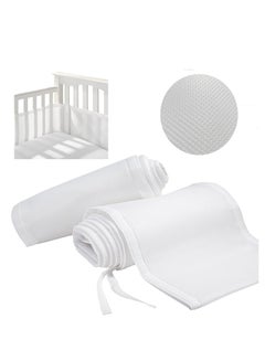 Buy 2PCS Baby Mesh Cot Bed Bumper Adjustable Anti Bumper for Bedroom Crib Rail Cover Protection Fresh Breathing Bedding All Season Cot Liner Set White in Saudi Arabia