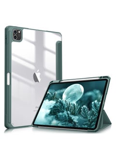 Buy Hybrid Case Compatible with iPad Pro 11 Inch (2022/2021/2020/2018, 4th/3rd/2nd/1st Generation) - Ultra Slim Shockproof Clear Cover w/Pencil Holder, Auto Wake/Sleep(Green) in Egypt