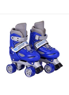 اشتري حذاء تزلج بعجلات مزدوجة 4 عجلات مع مساحة قابلة للتعديل للأولاد والبنات (أزرق L (39-42)) في الامارات