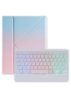 اشتري Detachable Keyboard Case for iPad 10th Generation 10.9 Inch 2022, 7 Colors Backlit Gradient Colours Cover with Pencil Holder, Foldable Stand في السعودية