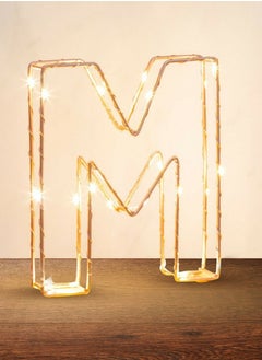 Buy Golden Letter M Glowing with LED Lights 25cm in UAE