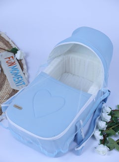 Buy Portable baby bed with thick padded seat with high-quality materials - blue color in UAE