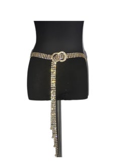 Buy Full rhinestone waist chain diamond tassel belt fashion versatile double ring belt in Saudi Arabia