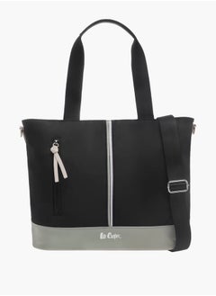 Buy Women Colourblock Tote Bag with Tassels and Zip Closure in UAE