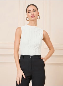 اشتري Crepe Detail Sleeveless Knit Top في السعودية